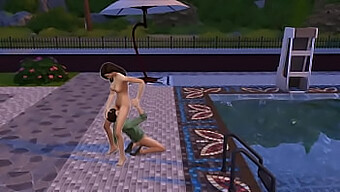 A Playful Game Turns Into Intense Poolside Sex With A Young Man And His Maid