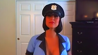 Busty Brunette Cop Indulges In Homemade Sex Toy Play